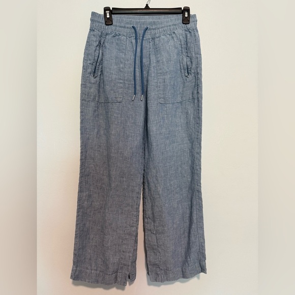 Athleta Retreat Pants Womens Petite  4  100% Linen Wide Leg High Rise - Picture 2 of 5